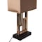 Quickway Imports Decorative Metal Table Lamp w/Gold Modern Stand and Brown Silk Lampshade 17 Inch, 2PK QI004583.2 - alternate 4